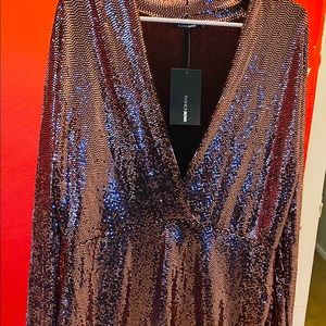 Bronze sparkling plus size mini dress